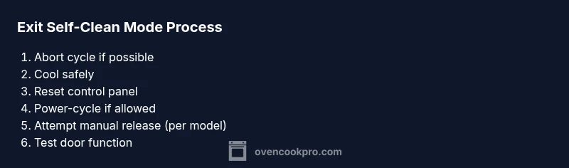 Tailored process infographic showing steps to exit oven self-clean mode