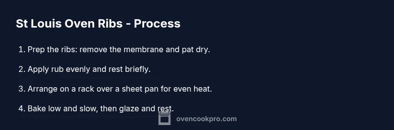 Process infographic showing the steps to bake St Louis ribs in the oven