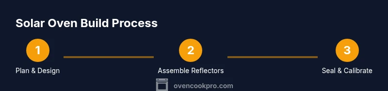 Three-step solar oven build infographic